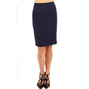 Marisa Kenson Navy Blue Fully Lined Geometric Paneled Pencil Skirt - size M NWT